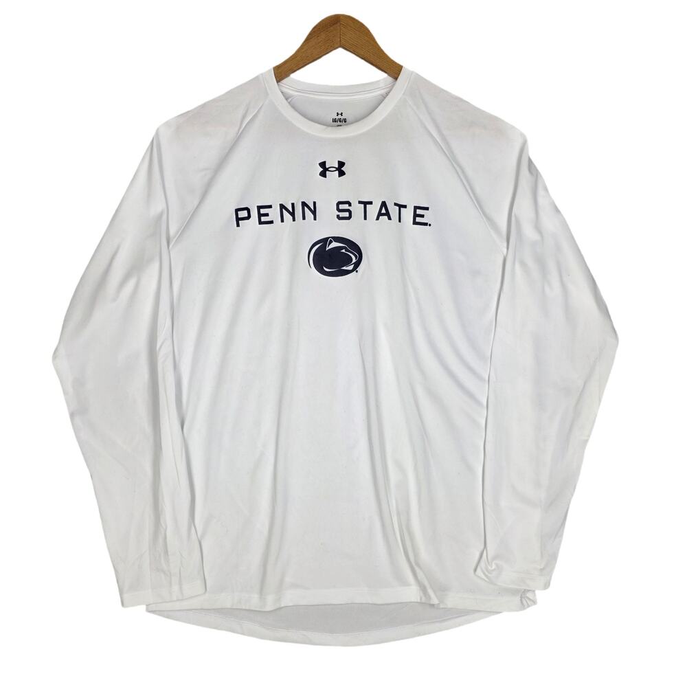 UNDER ARMOUR PENN STATE LONG‑SLEEVE SHIRT – SIZE LARGE – WHITE – LOOSE FIT